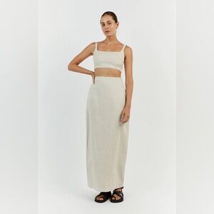 DISSH Roberts Natural Linen Midi Skirt